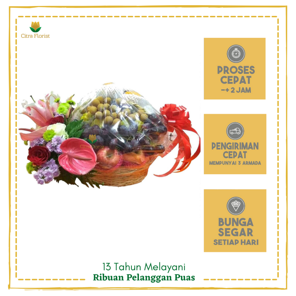 

Parcel Fruits and Flowers Mix / Parcel Buah dan Bunga Mix / Hampers Buah