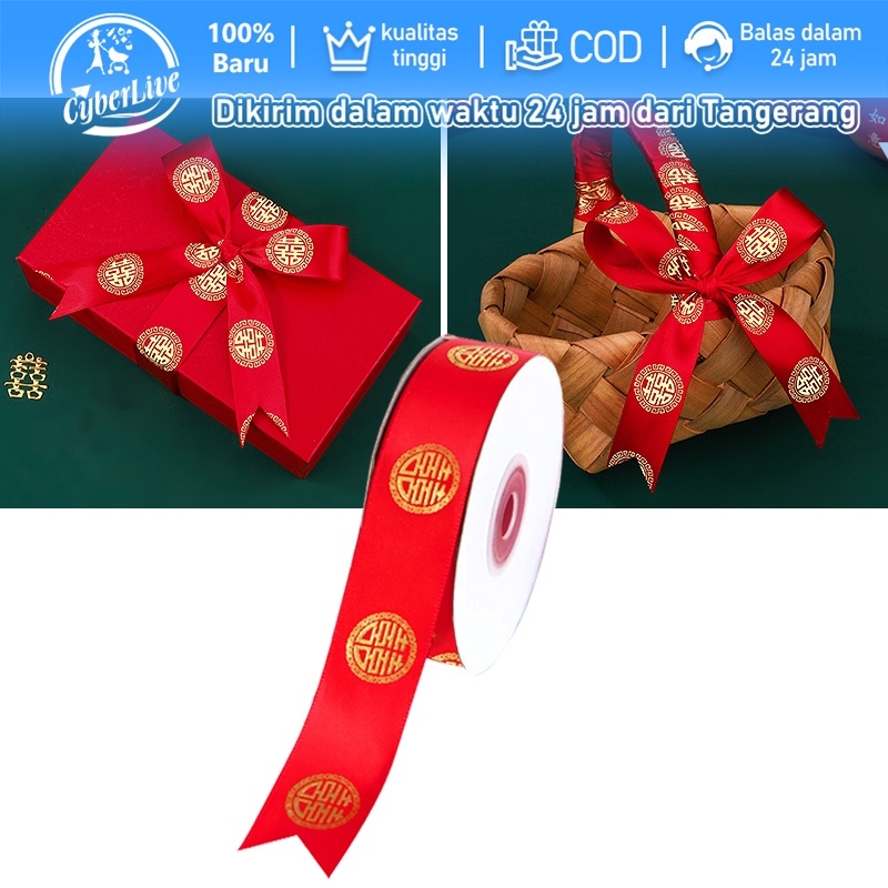 

22 Meter Pita Roll Sangjit Satin Pita Satin Merah Lebar 2.5cm Untuk Chinese Wedding