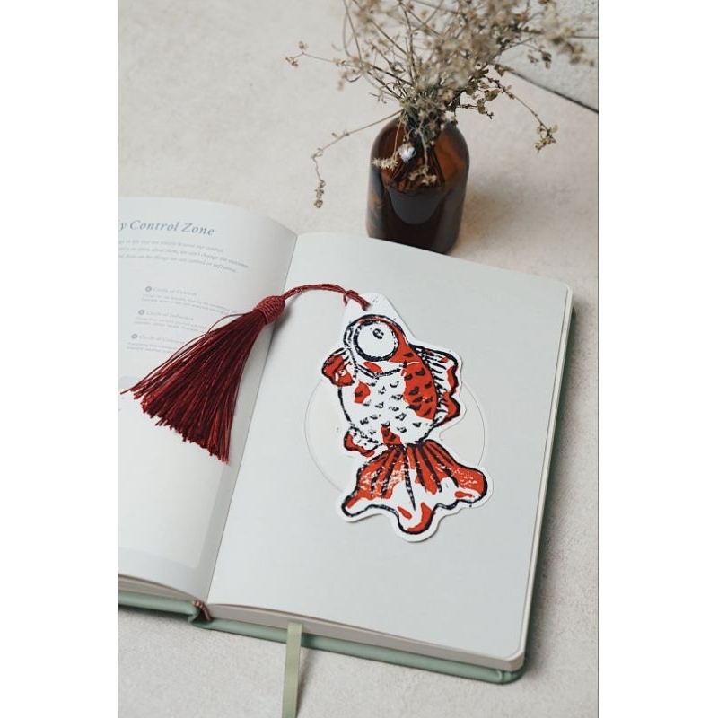

LINO PRINTS BOOKMARK - GOLDFISH (HANDMADE)