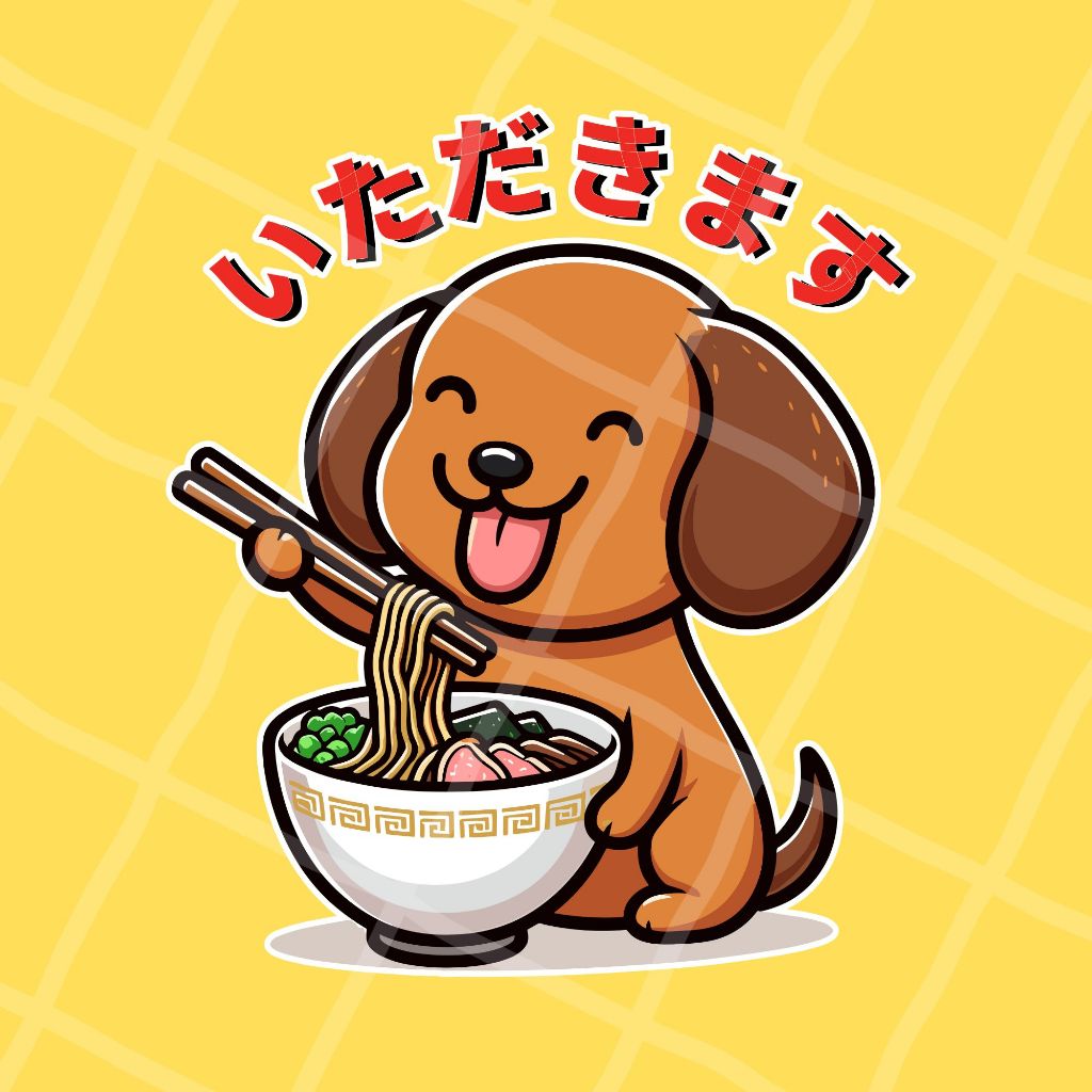 

Stiker Cutting Anjing Dacshund Ramen Itadakimasu