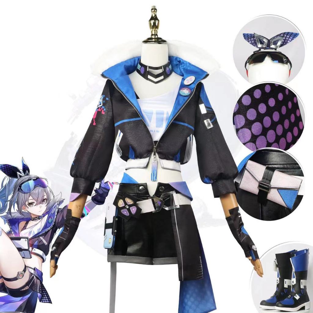 Silver Wolf Cosplay Honkai Star Rail Costume Wig Game Uniform Glasses Earrings Stellaron Hunters Hac