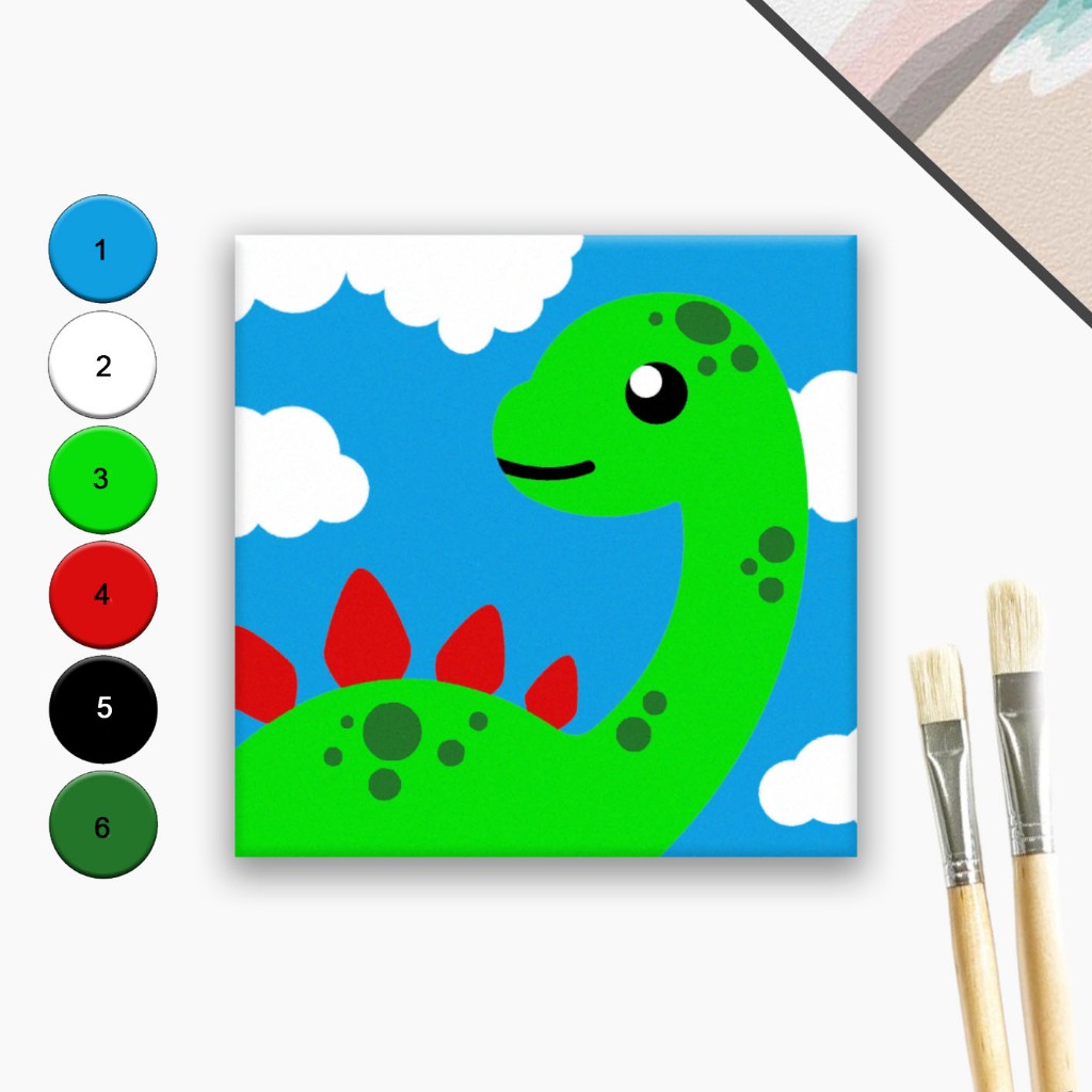 

Paint By Number 20x20 Dino Painting Kit Kanvas Lukis Anak Set