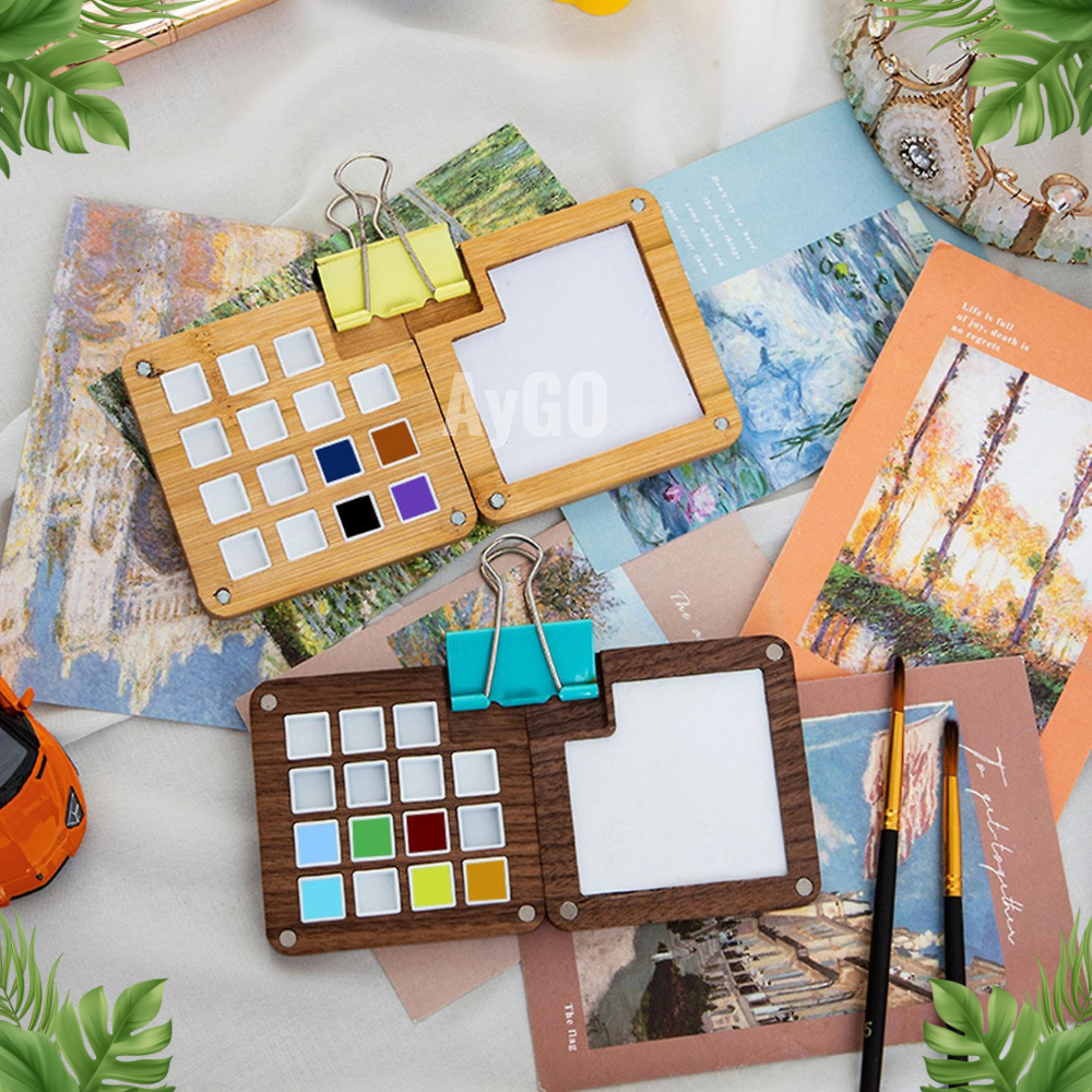 

Wooden Palette Magnetic Mini / Palette Portable / Palet Lukis Kayu Mini RB9