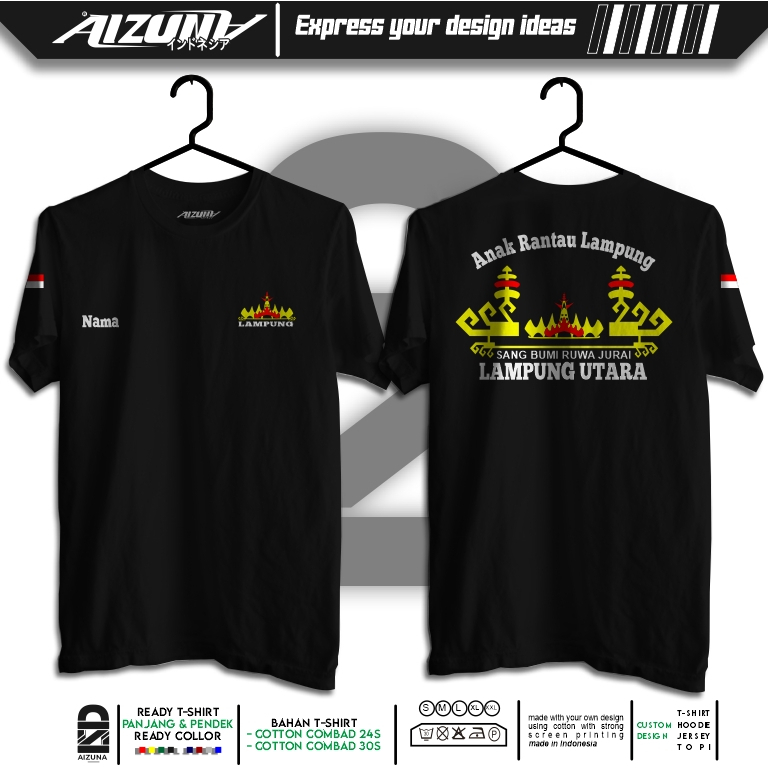 Kaos Anak Rantau Lampung Utara Bisa Pakai Nama - Aizuna Clothing (COD)