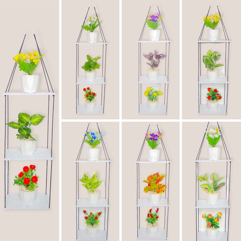 (PAKET HEMAT RAK DINDING & BUNGA) BUNGA HIAS PLASTIK ARTIFICIAL HIASAN DINDING AMBALAN RAK DINDING /