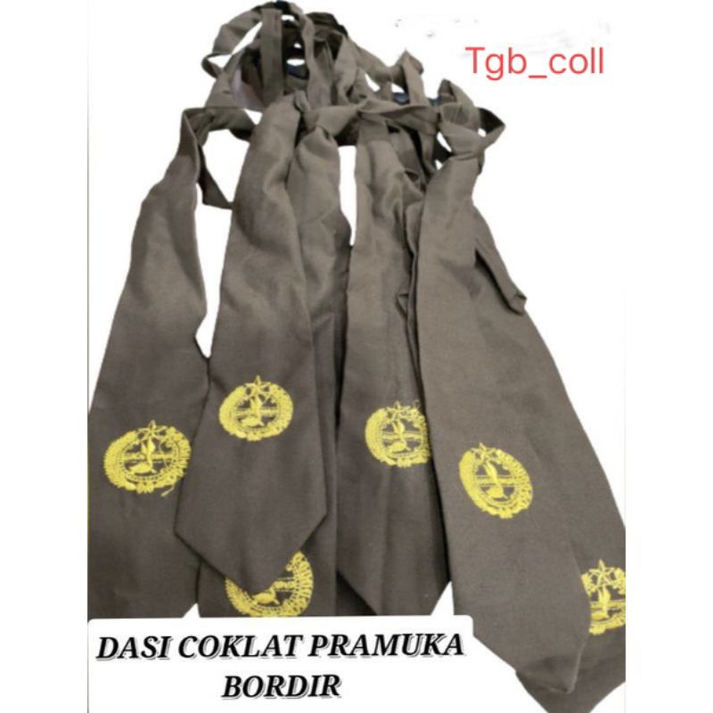 Dasi pramuka coklat bordir tunas perekat