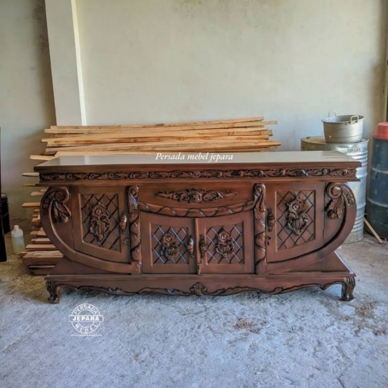 Bufet ukir jati jepara / Bufet mewah / Bufet TV / Meja TV / Bufet perahu