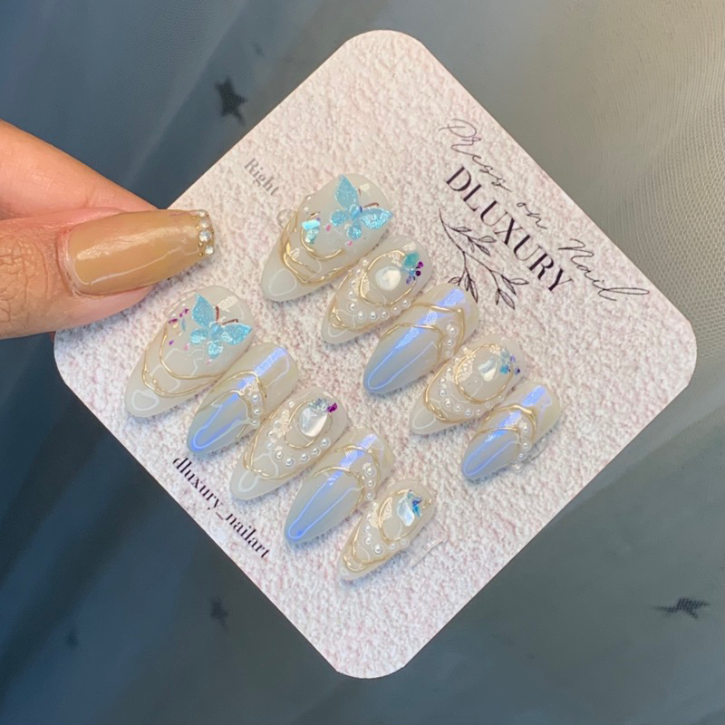 Press on nail Korean Fairy Bluebutterfly