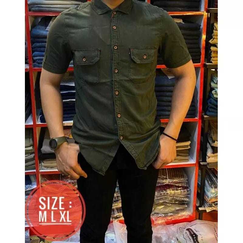KEMAJA DENIM LENGAN PENDEK /KEMEJA PRIA IMPORT/KEMEJA PRIA DISTRO/PROMO BAJU KEMEJA PRIA DISTRO