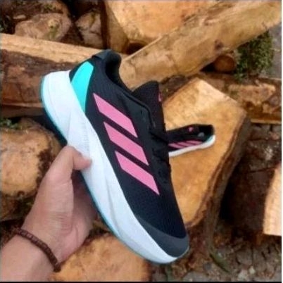 Sepatu Lari Wanita Adidas Duramo Sl Hitam Strip Pink