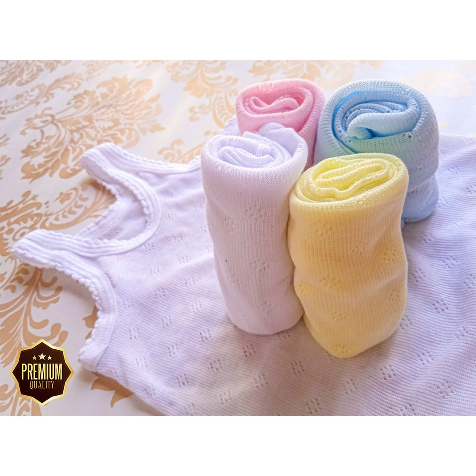 AliMaMa - SINGLET ANAK PUTIH - Kaos Dalam Bayi Kaus Singlet Baby Newborn Motif Bolong Cewek Cowok Mu
