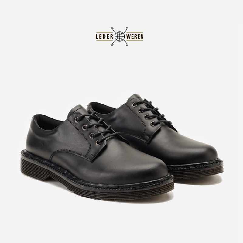 	 Lederweren - Leder Derby 2 Black - Sepatu Kulit Formal Pria	