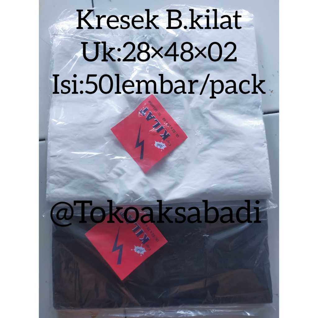 Kresek KILAT Uk 28x48 Tebal 02 Putih Hitam / Kantong Kresek KILAT Uk 28x48 Tebal 02 Putih Hitam/puti