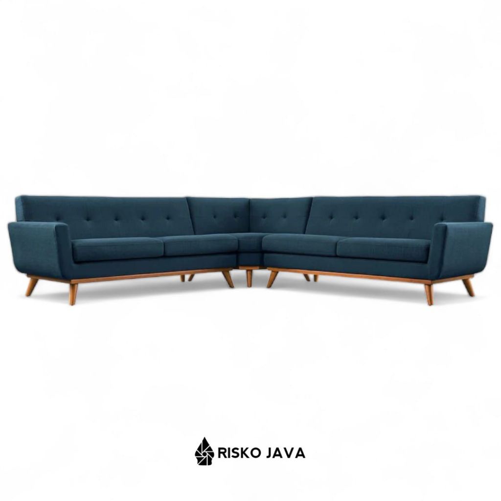Sofa Sudut Minimalis Kayu Jati / Sofa Sudut Ruang Tamu / Sofa Sudut Scandinavian / Sofa Sudut Retro 