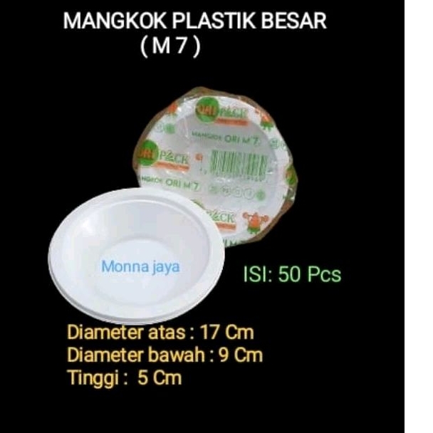 Mangkok Plastik Besar ( M7)- Mangkok Plastik Sekali Pakai- Mangkok Plastik Putih M-7- Mangkok Plasti