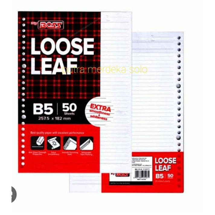 

Loose Leaf Big Boss B5 26 Holes Bergaris isi 50 Lembar / KERTAS REFILL, ISI BINDER, BBO LL B5 50