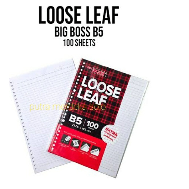 

Loose Leaf Big Boss B5 26 Holes Bergaris isi 100 Lembar / KERTAS REFILL, ISI BINDER, BBO LL B5 100