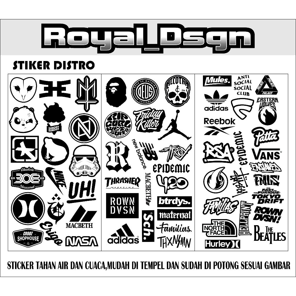 

120 PCS STICKER PACK AESTHETIC STIKER LOGO BRAND UNTUK LAPTOP AKSESORIS CASE HP TUMBLER ROYAL