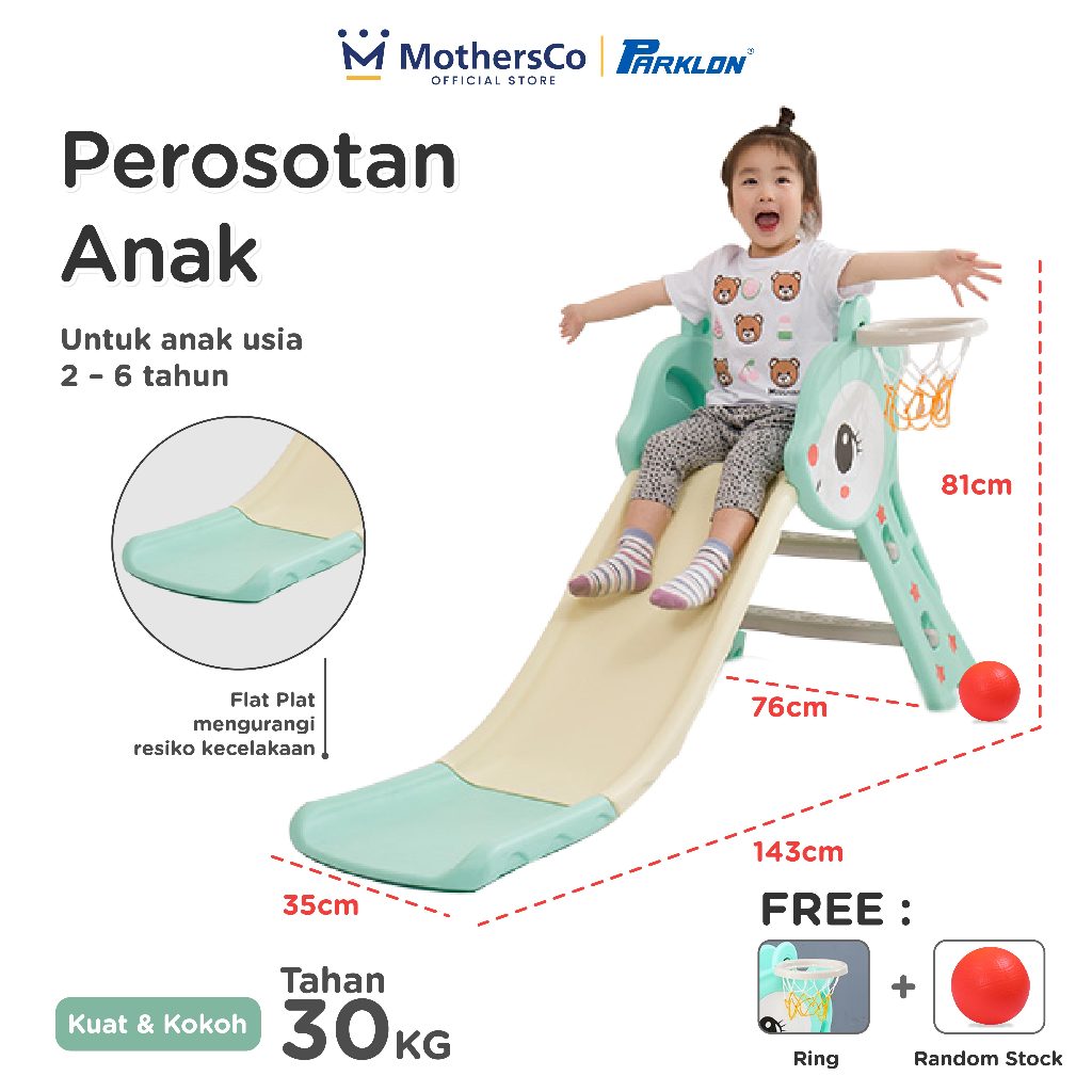 Parklon / Bingo Mainan Anak Perosotan Lipat Anak Ring Basket + Bola Seluncuran Perosotan Slide Berma