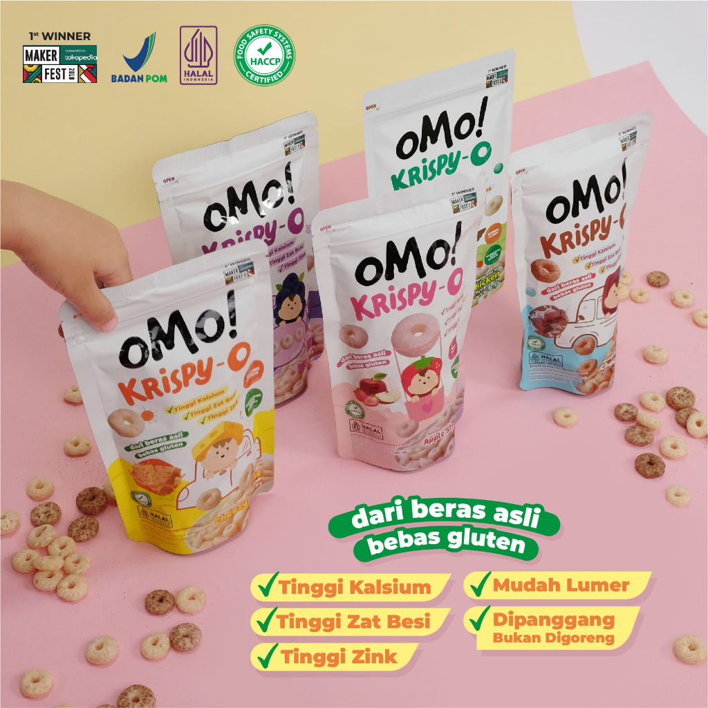 [NEW] OMO! Krispy  O | Rasa Cheesy Cheese, 15gr - Snack 8 bulan++