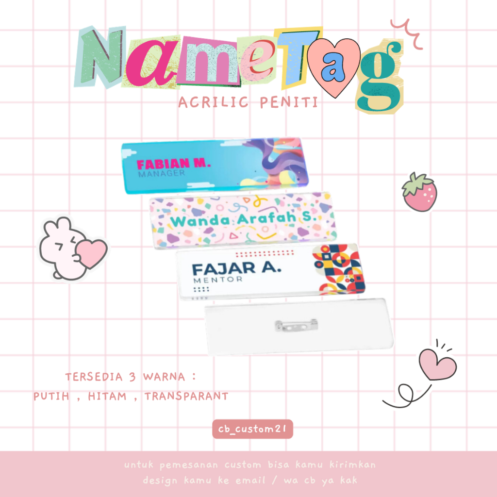 

Name Tag Peniti Acrylic