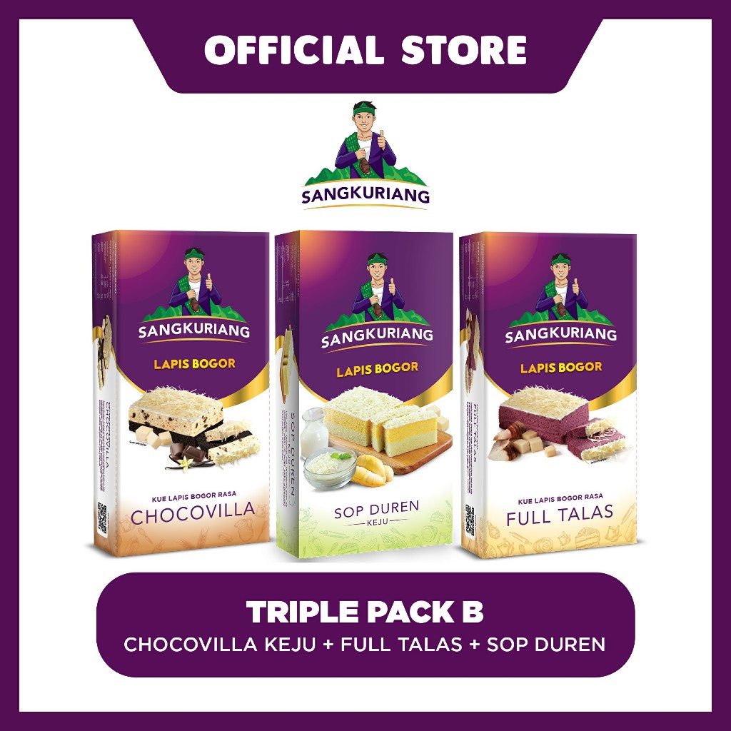

Triple Pack B (Reguler - Chocovilla Keju + Full Talas + Sop Duren)