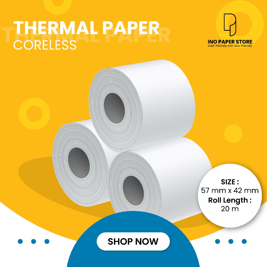 

Ready Stock!!! Thermal Paper uk. 57 x 42 Thermal Mesin EDC / Kasir