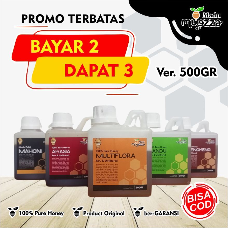 

PROMO HEMAT !! 2pcs MADU LEBAH TERBAIK uk. 500GR ( Beli 2pcs uk. 500gr , Gratis 1pcs uk.135gr ). 100% PURE NATURAL HONEY DARI NEKTAR BUNGA PILIHAN : MADU MANIS MULTIFLORA , RANDU , AKASIA , KELENGKENG , dan MADU PAHIT MAHONI