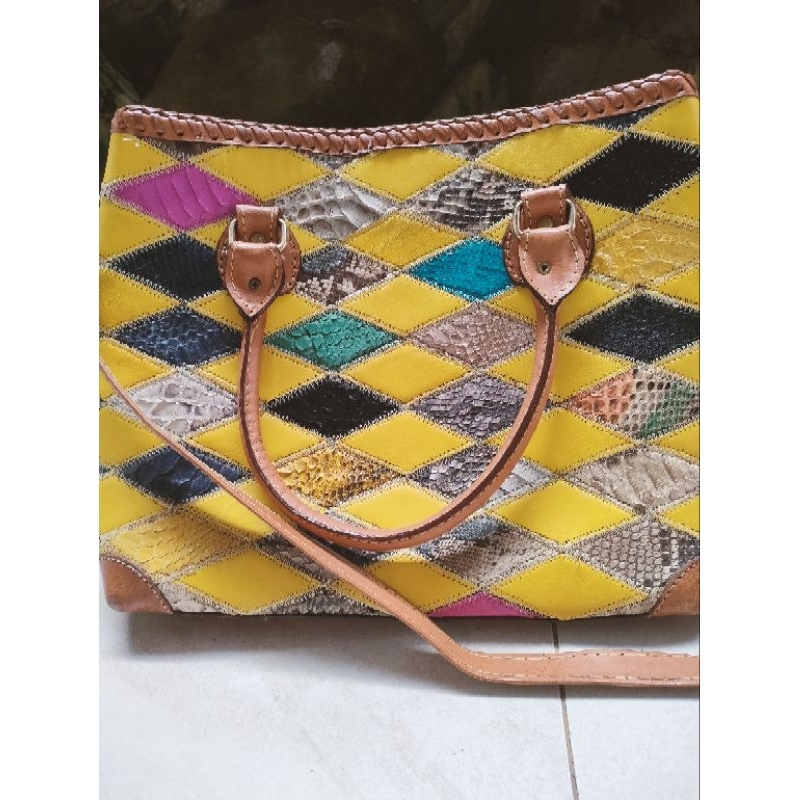 Preloved tas kulit sapi mix ular