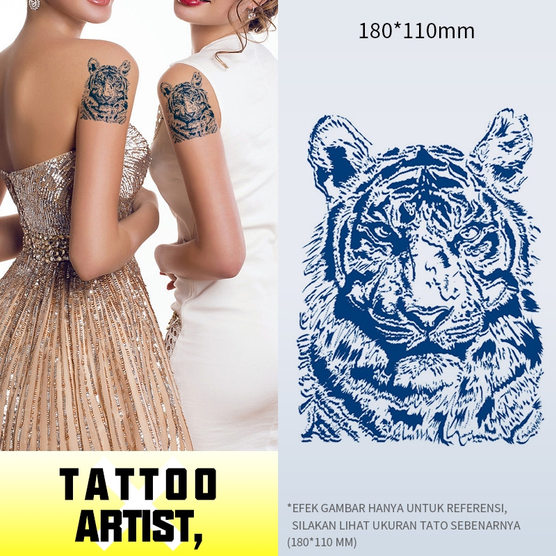 Harimau, Tato Sementara, Tinta Kertas Bali, Tahan 15 Hari, Tahan Air, Tinta Buah Aman untuk Tubuh,ta