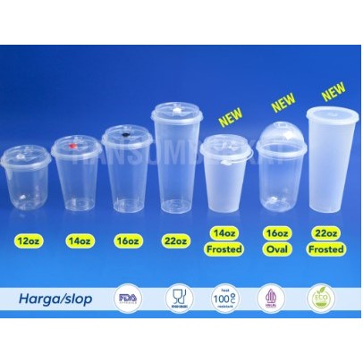 Gelas Plastik Plastic Cup PP Injection 12oz 14oz 16oz 22oz