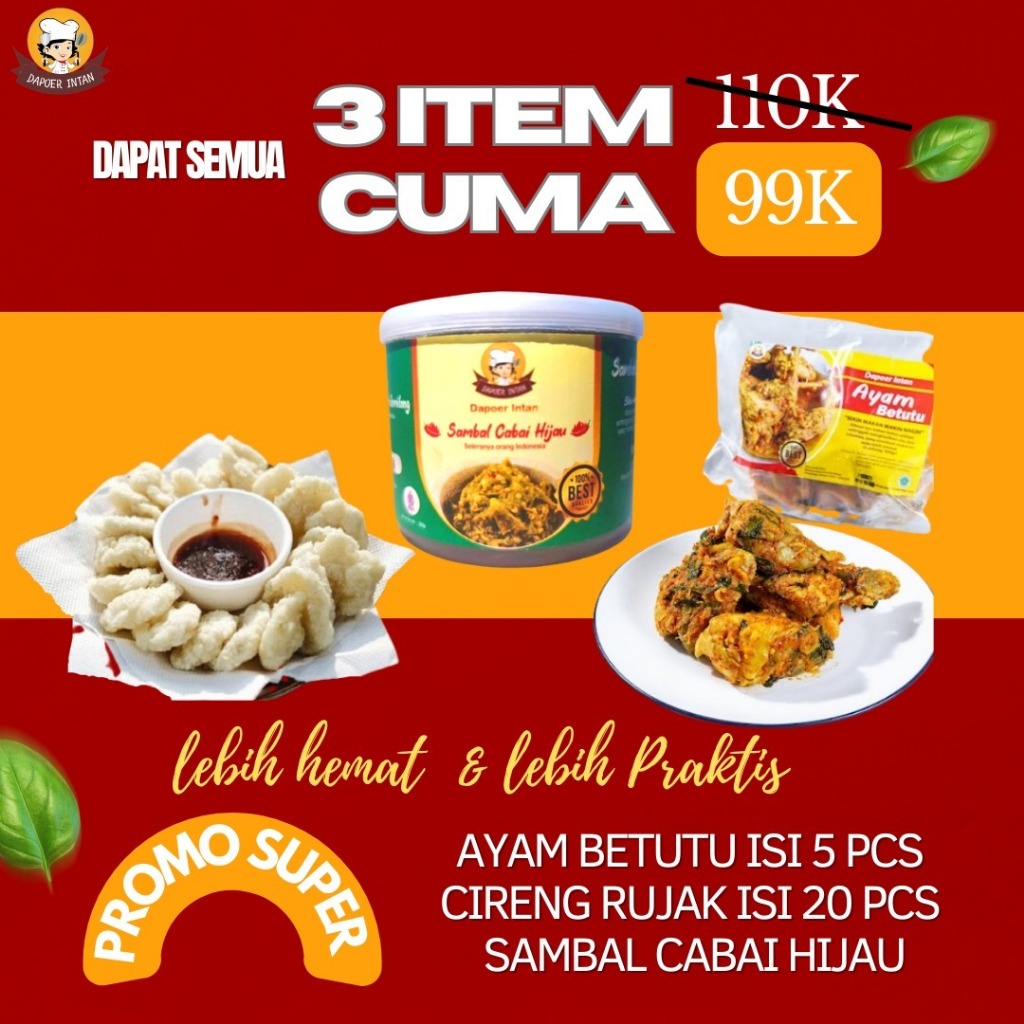 

Dapoer Intan Ayam Betutu Cireng Rujak Sambal Cabai Hijau