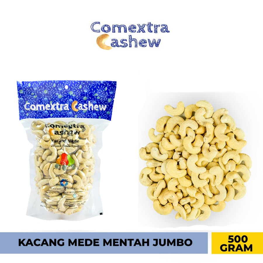 

Kacang Mede Comextra Mentah Jumbo 500gram - Sulawesi Cashew Kernel Kacang Mete / Mente Comextra Majora