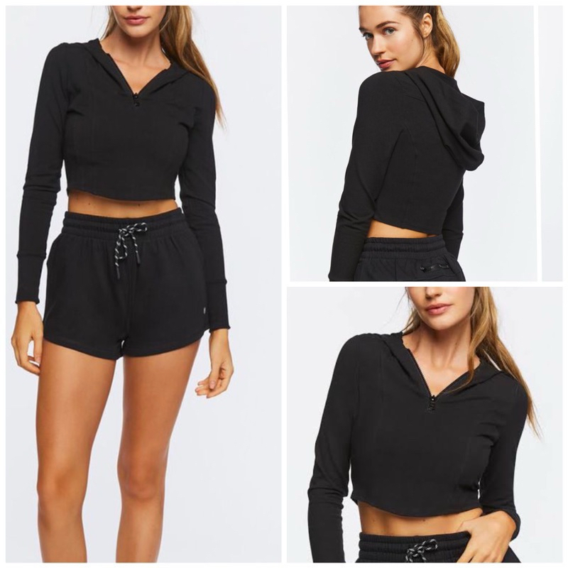F21 Hoodie crop half zip