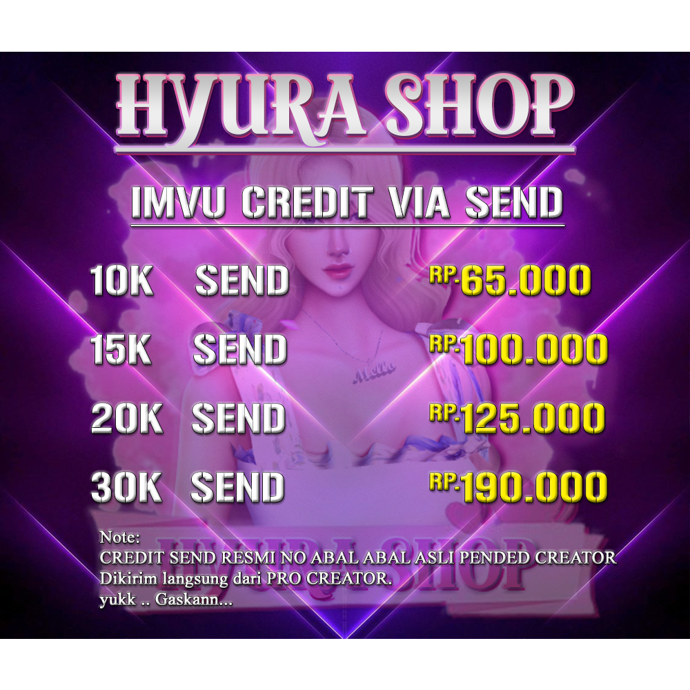 IMVU CREDIT SEND PENDED PRO CREATOR DIJAMIN AMAN 100%