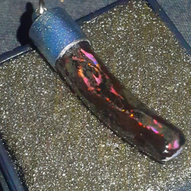 Liontin Kalung Black Opal Sempur Banten Bahan Ranting Ring Monel