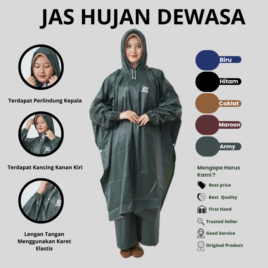 JAS HUJAN DEWASA | JAS HUJAN SETELAN DEWASA | JAS HUJAN DEWASA BAHAN TEBAL | JAS HUJAN PRIA WANITA