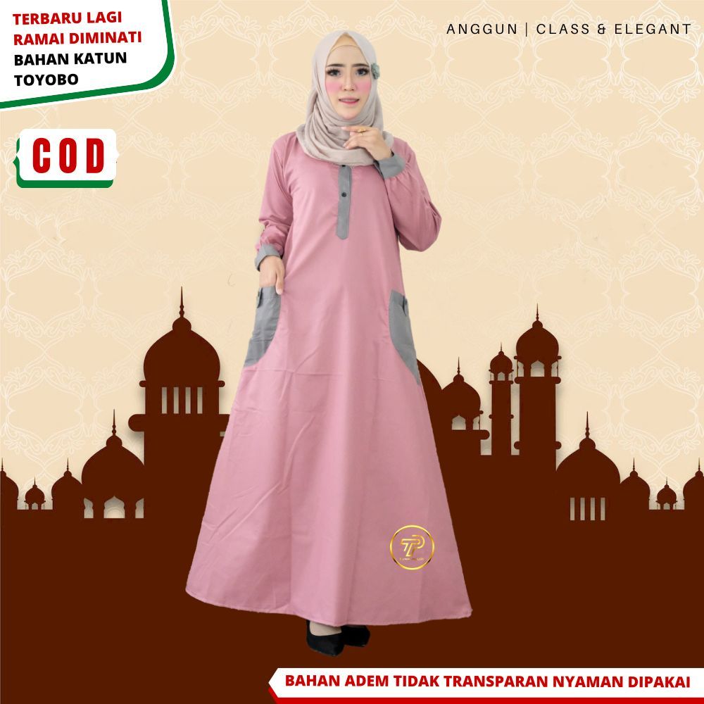 Baju Gamis Wanita Bahan Katun Toyobo Adem Terbaru Kekinian Busui Kondandangan Kombinasi 2 Warna C13