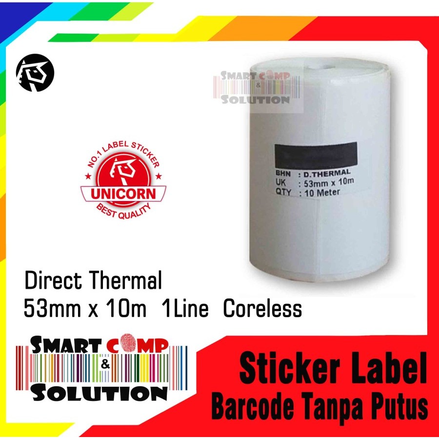 

Kertas Stiker Label Thermal 53mm X 10meter / 53x10M - Kertas Printer Bluetooth 58MM