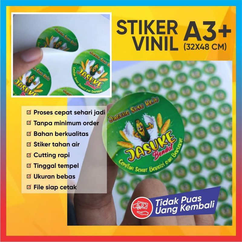 

cetak stiker vinil A3+ cutting / stiker label / stiker label kemasan / stiker label produk