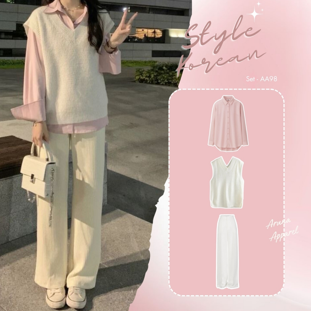 3in 1 One Set Korean Look OOTD Cewe Korean One Set Premium Outfit Pinterest Outfit Cewe Kue One Set 