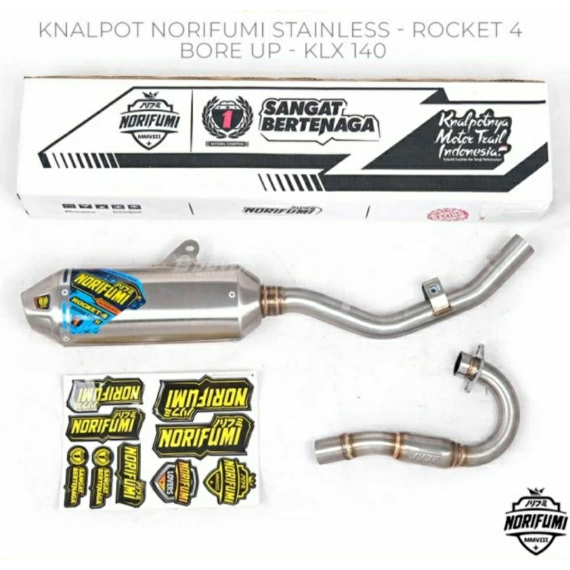 KNALPOT KLX 140 NORIFUMI ROCKET 4 BORE UP DAN KOMPETISI