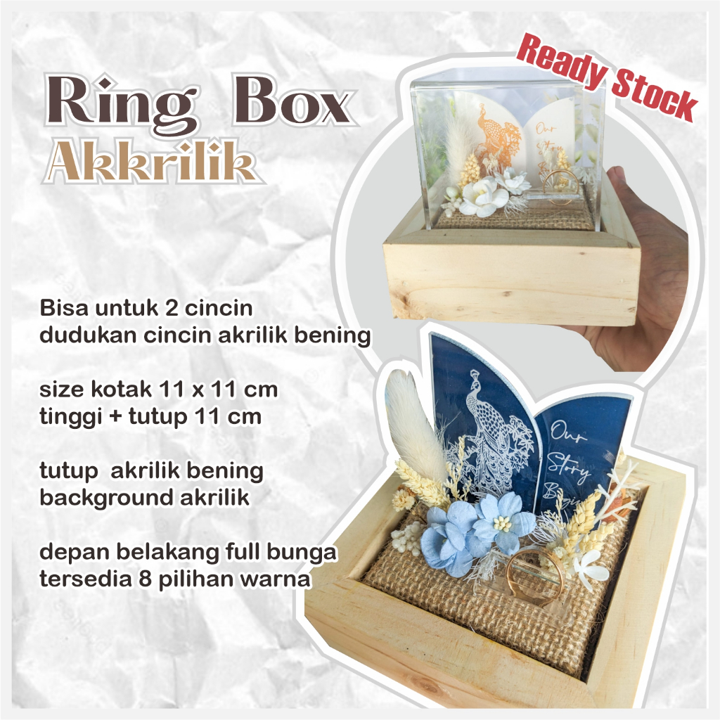 

ready stock kotak cincin lamaran | Kotak cincin pernikahan | kotak cincin custom | kotak cincin akrilik | ring box estetik