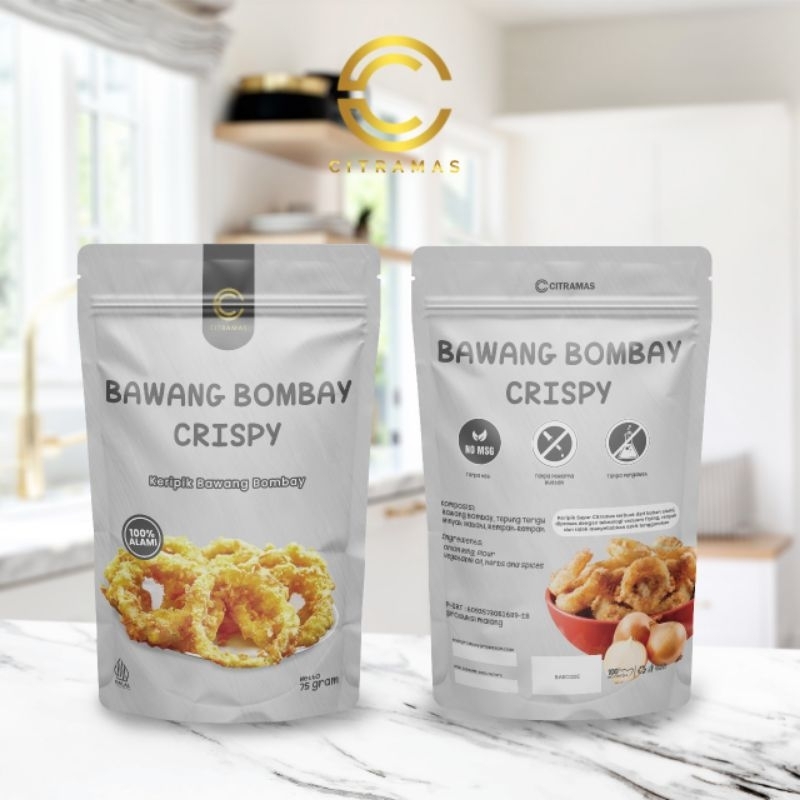 

Keripik Bawang Bombay Crispy asli Malang merk Citramas Snack berat netto 75 gram Halal