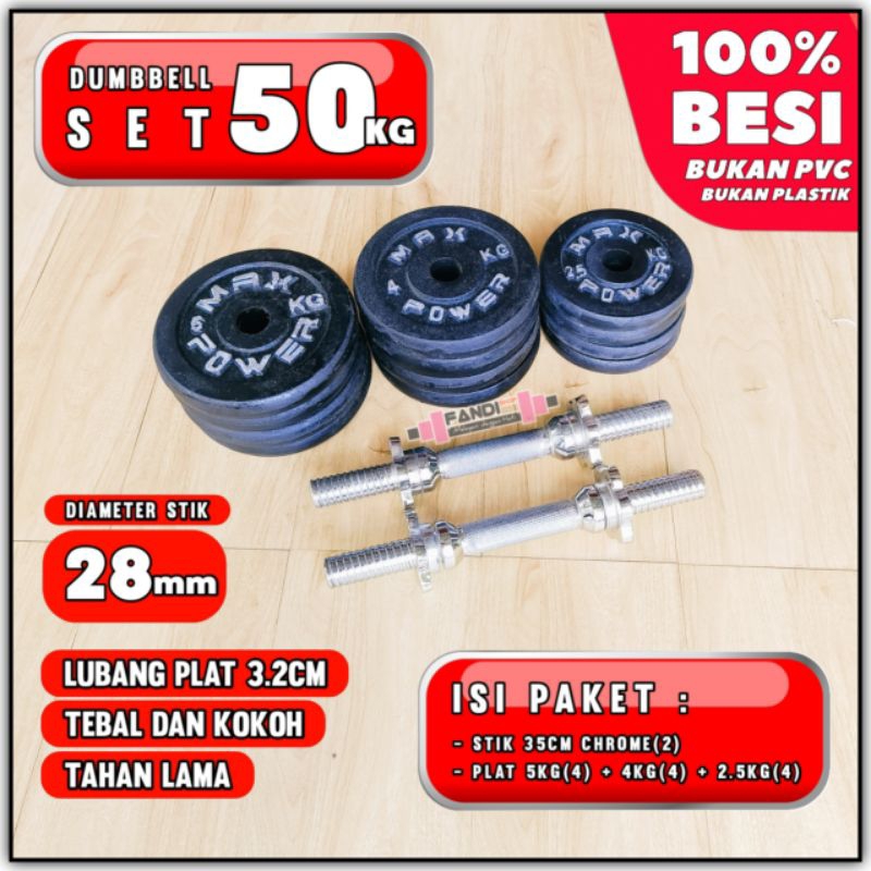 BARBEL 50KG / DUMBBELL SET 50KG - 2 SET 25KG