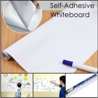 [LB]2 Meter Whiteboard Sticker free Spidol Papan Tulis Warna Putih Ditempel diDinding Sebagai Media 