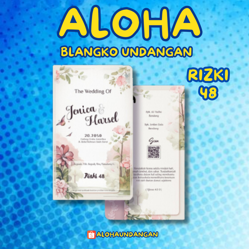KERTAS UNDANGAN PERNIKAHAN KOSONG RIZKI 48 | KERTAS UNDANGAN NIKAH MURAH | KERTAS UNDANGAN KHITAN MU