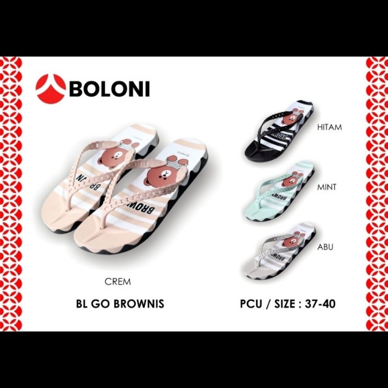 Sandal Boloni Brownies Original 100% Sandal Jepit Sandal Japit Wanita Sandal Karet Sandal Murah Sand