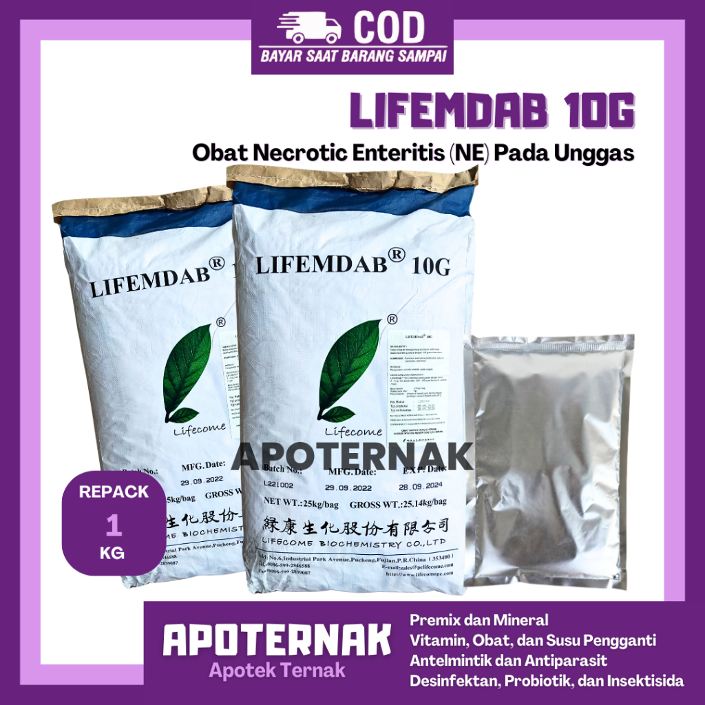 LIFEMDAB 10G Repack 1 Kg - AGP BMD Bacitracine Methylene Disalycilate - AGP AYAM & BABI - AGP AYAM B