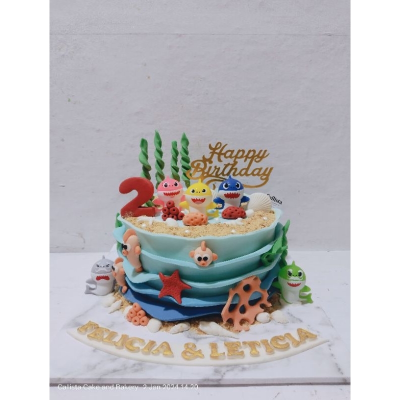 

Cake Baby Shark uk 18cm / Cake Lucu/ Cake Ultah Anak-anak